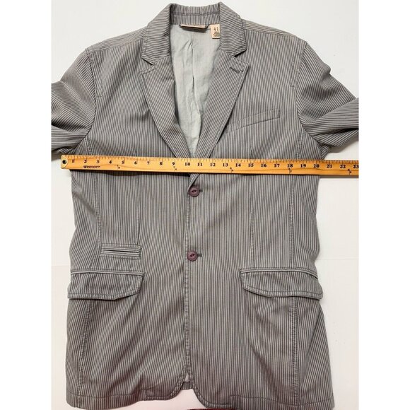 DKNY Mens Sport Coat M Gray White Striped Casual Cotton Unstructured Blazer - Picture 9 of 13
